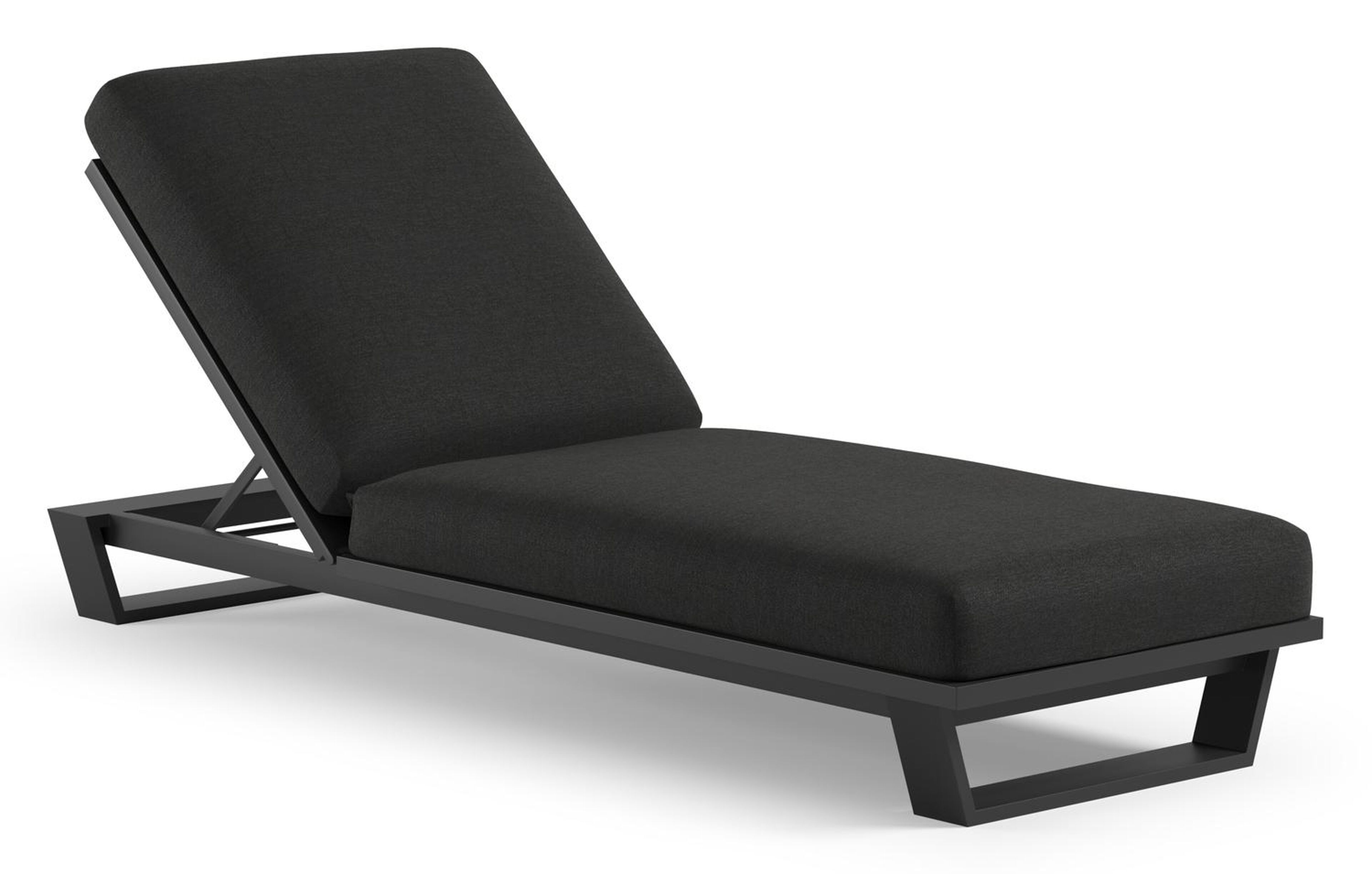 Pagino verstelbaar ligbed in zwart aluminium met chartres sooty all weather sunbrella® luxe kussen