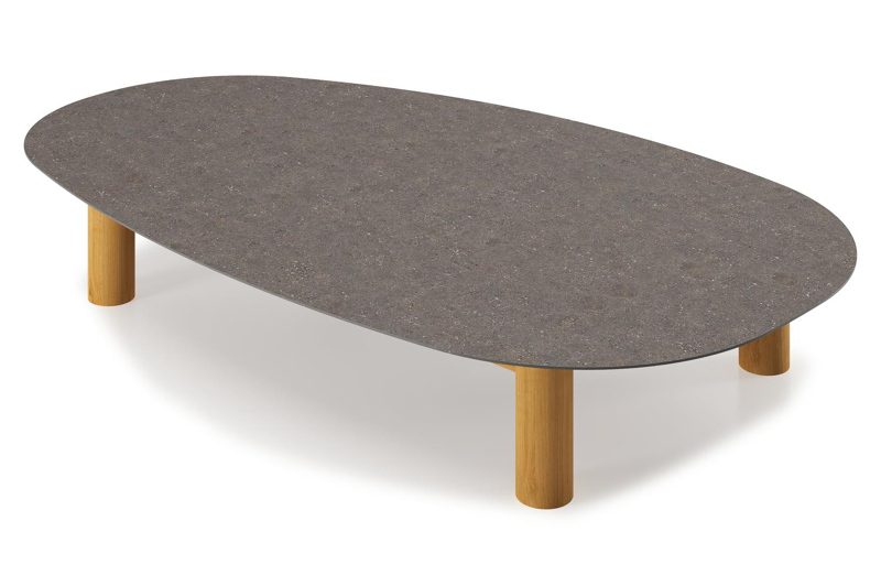 Donato - Organo loungetafel organisch in teak en volkeramiek Wulong - L 151 x B 90 x H 25 cm