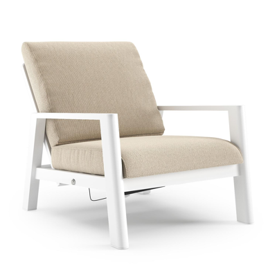 Fauteuil de jardin Cirello en aluminium blanc et coussins en all weather cosytica althea chalk