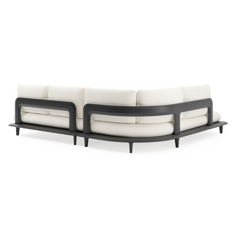 Bomero loungehoek in zwart aluminium met natte white all weather sunbrella® luxe kussen