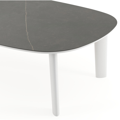 Table de jardin Amico bombo xl en aluminium blanc et céramique pleine Calatorao - Lg. 270 x Lrg. 148 x Haut. 73.5 cm