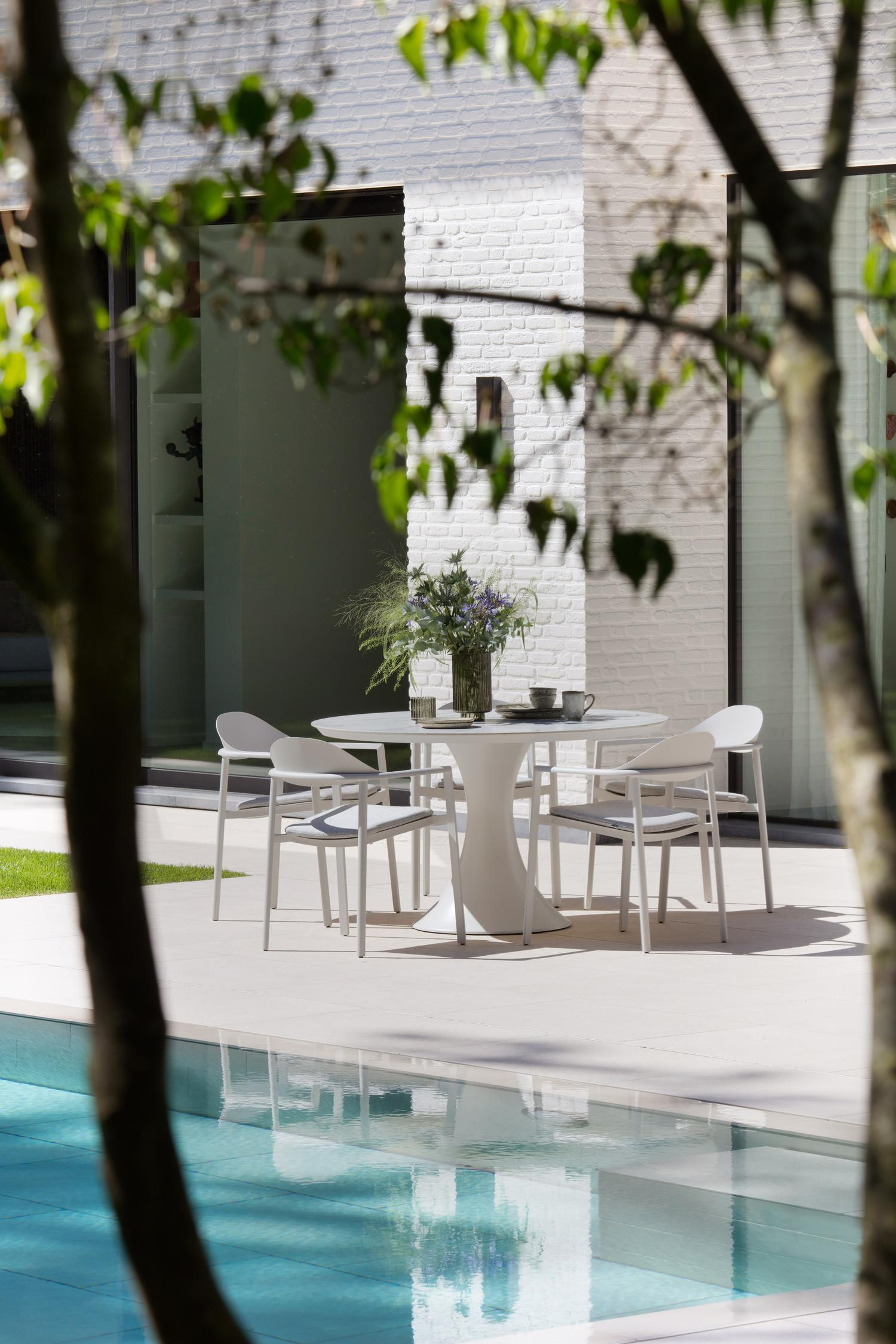 Fano (Piemonte) stapelbare tuinstoel in wit aluminium