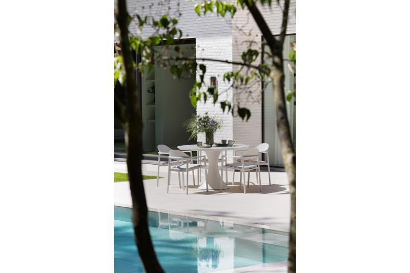 Fano (Piemonte) stapelbare tuinstoel in wit aluminium