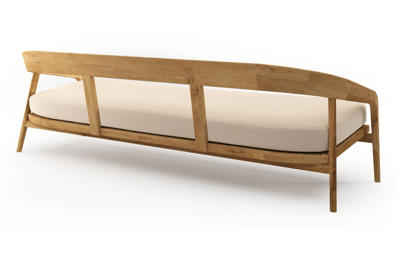 Lacrima loungebank 3-zit in teak met heritage papyrus all weather sunbrella® luxe kussen