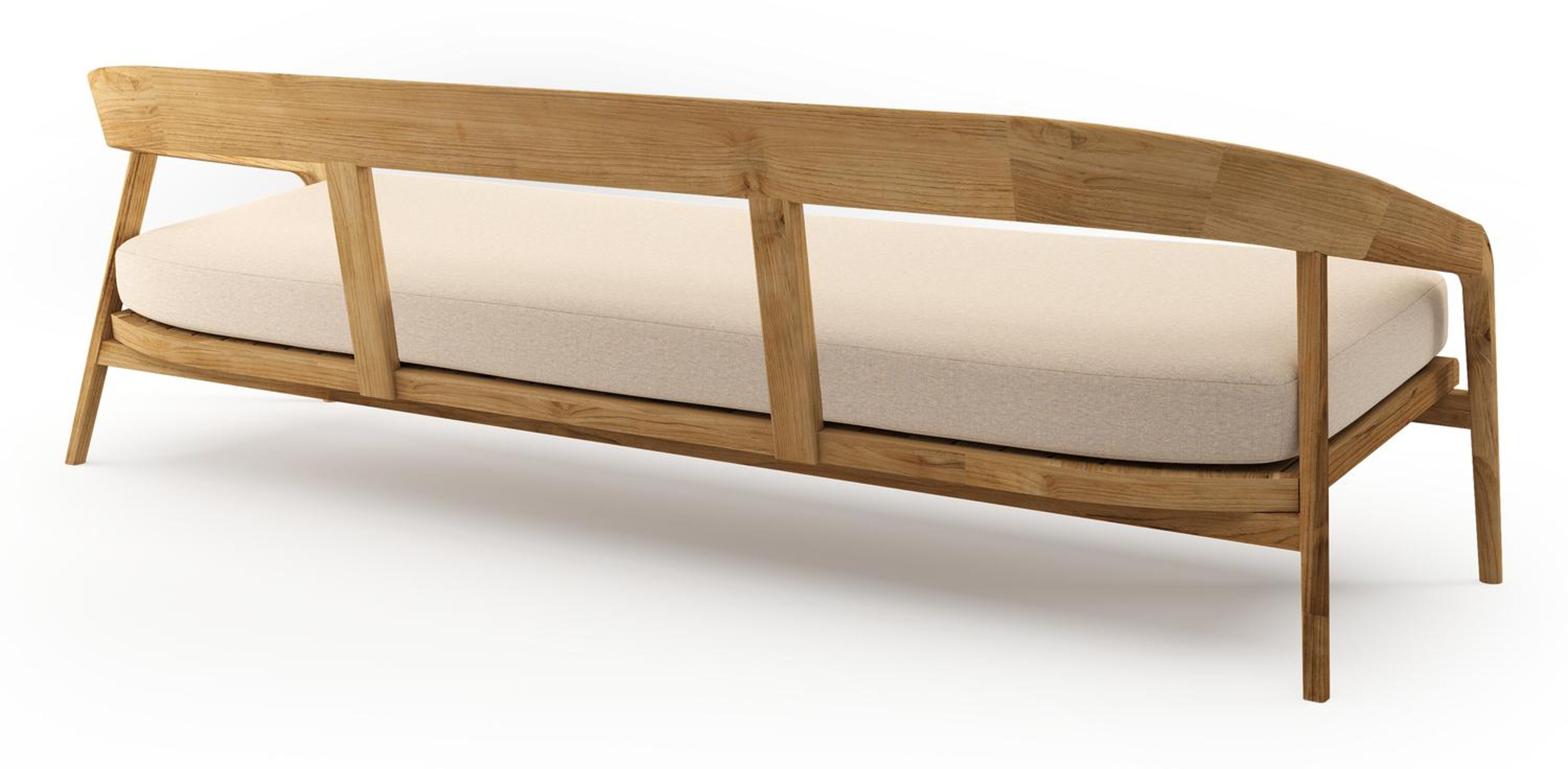 Lacrima loungebank 3-zit in teak met heritage papyrus all weather sunbrella® luxe kussen