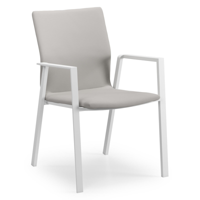Madura stapelbare tuinstoel in wit aluminium en grijs comfort textilene