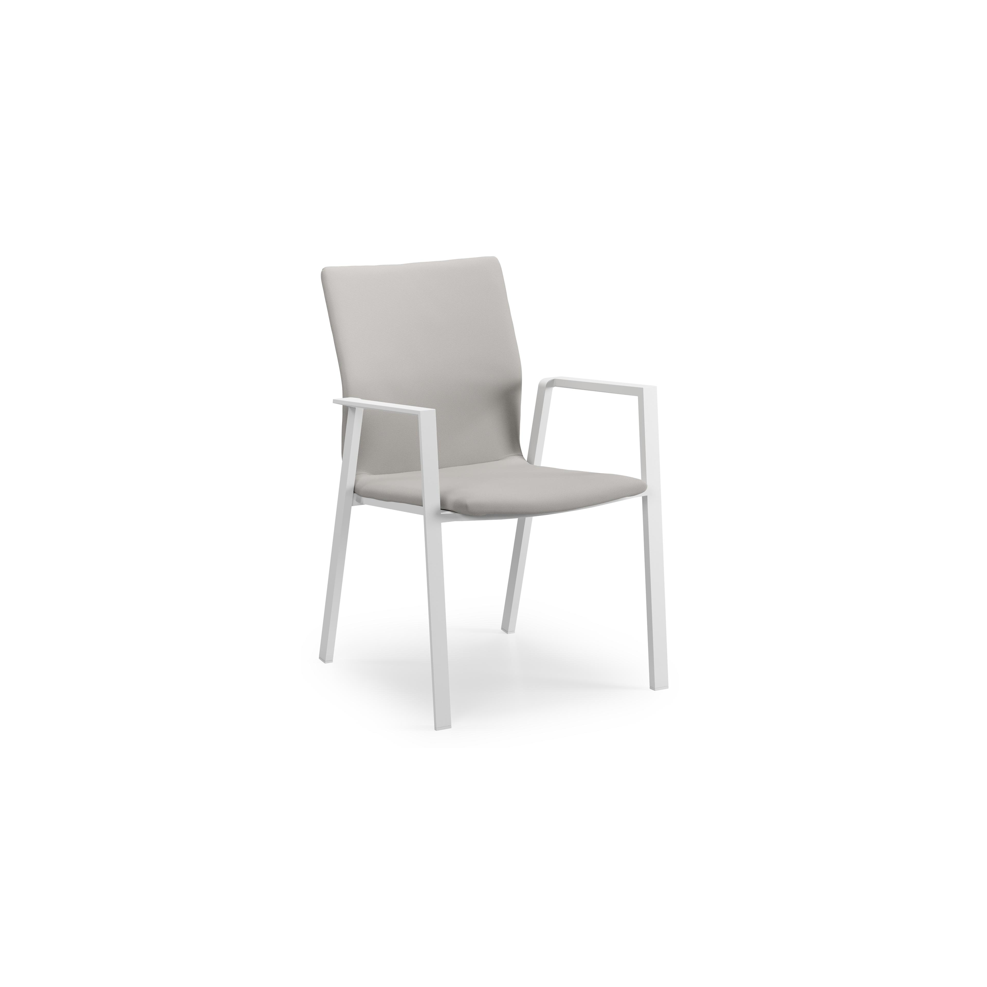 Chaise de jardin empilable Madura en aluminium blanc et textiléne confort gris