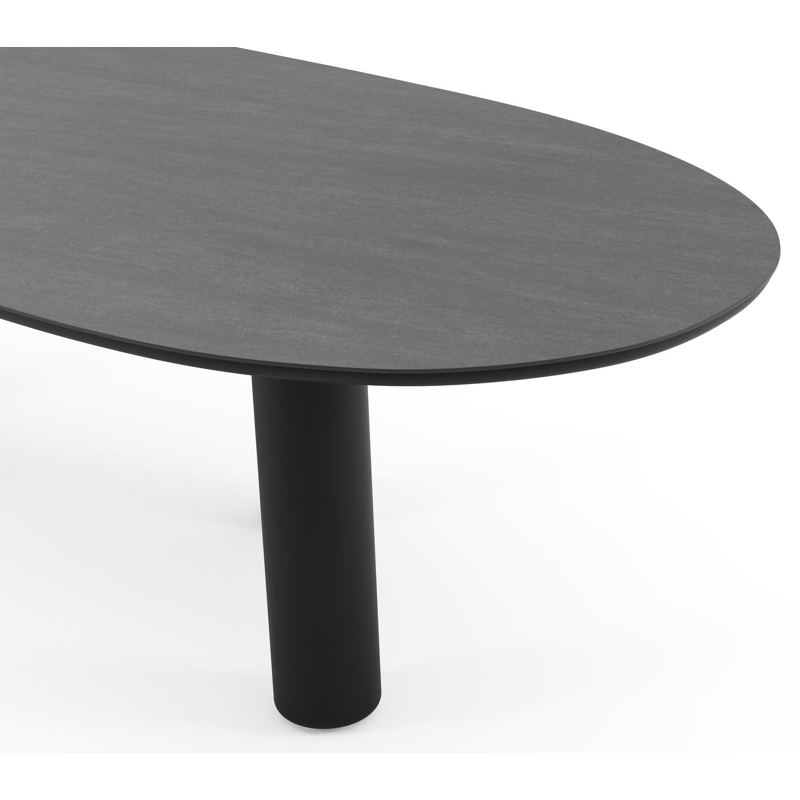 Amico tuintafel organisch in zwart aluminium en volkeramiek Basalt Black - L 280 x B 120 x H 73.5 cm