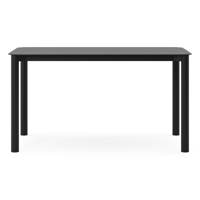 Table de jardin rectangulaire Orso arrondie en aluminium noir - Lg. 140 x Lrg. 80 x Haut. 74,5 cm