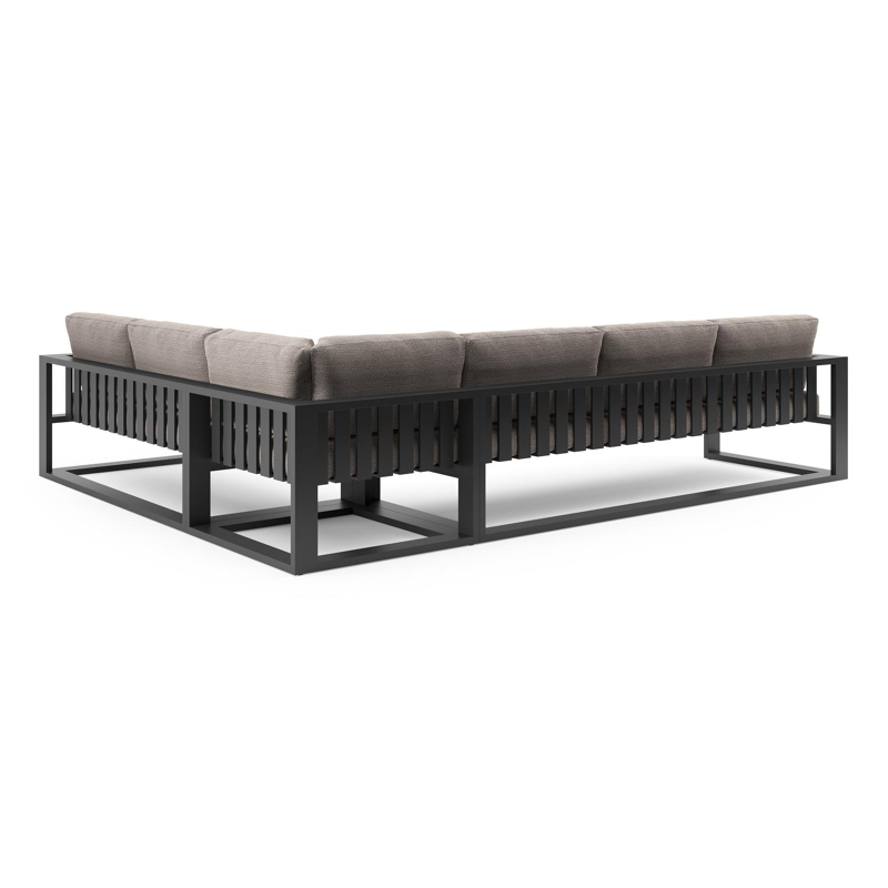 Verato loungehoek in zwart aluminium met wander granite all weather sunbrella® luxe kussen