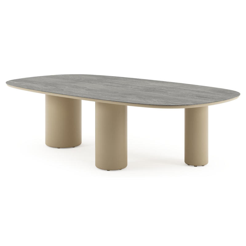 Amico tuintafel bombo xl in beige aluminium en volkeramiek Aspen Grey - L 270 x B 148 x H 73.5 cm