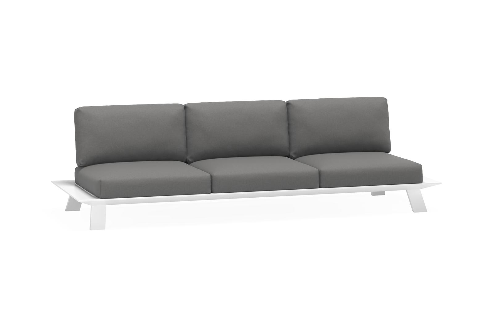 Cesano loungebank 3-zit in wit aluminium met natte charcoal chine all weather sunbrella® luxe kussen