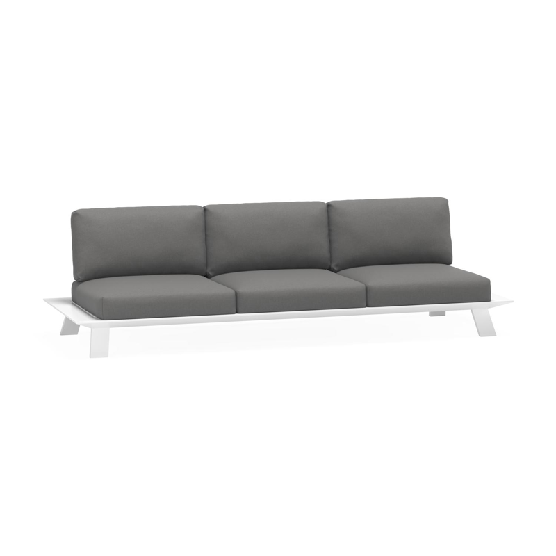 Cesano loungebank 3-zit in wit aluminium met natte charcoal chine all weather sunbrella® luxe kussen