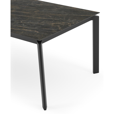 Cirello tuintafel in zwart aluminium en volkeramiek black obsession - L 200 x B 100 x H 75 cm