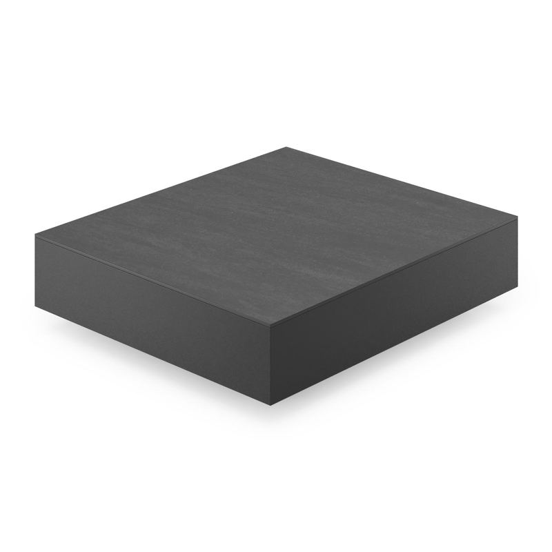 Como loungetafel in zwart aluminium en basalt black volkeramiek - L 70 x B 80 x H 20 cm