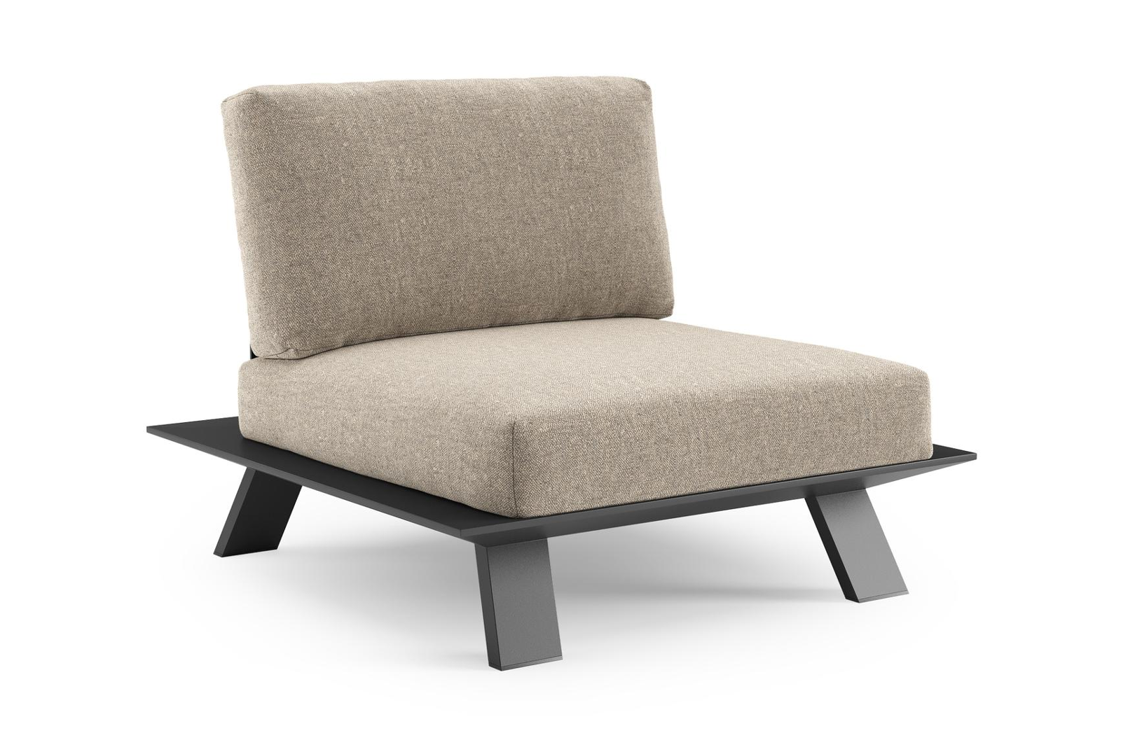 Cesano loungestoel in zwart aluminium met chartres pewter all weather Sunbrella® luxe kussen