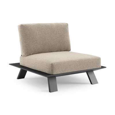 Cesano loungestoel in zwart aluminium met chartres pewter all weather Sunbrella® luxe kussen