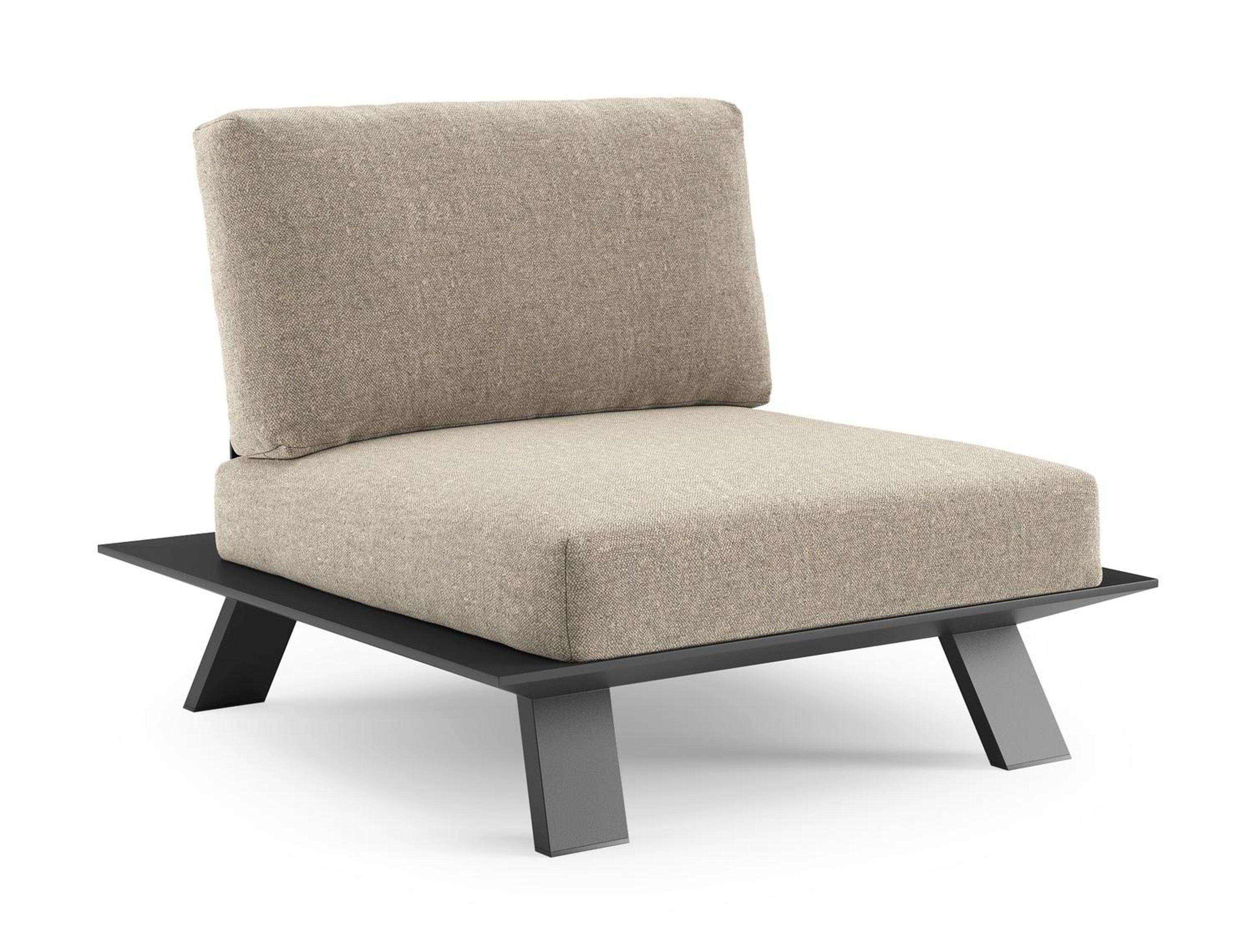 Cesano loungestoel in zwart aluminium met chartres pewter all weather Sunbrella® luxe kussen