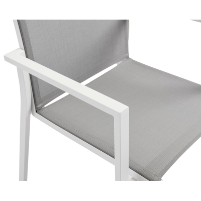Rimini stapelbare tuinstoel in wit aluminium en grijs textilene