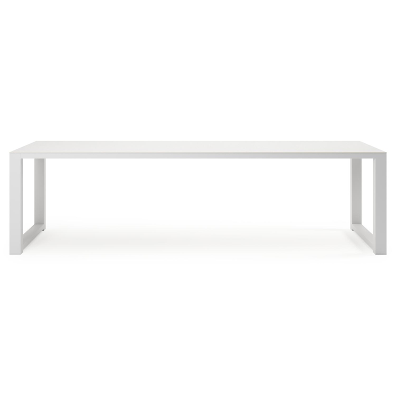 Livo tuintafel rechthoekig in wit aluminium en sintered stone Topo minerale - L 270 x B 100 x H 73 cm