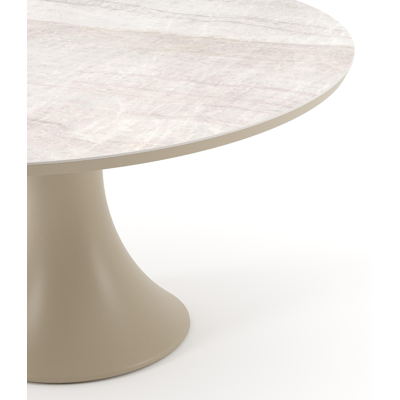 Fano tuintafel rond in beige aluminium en volkeramiek Taj Mahal - Dia. 148 x H 74 cm