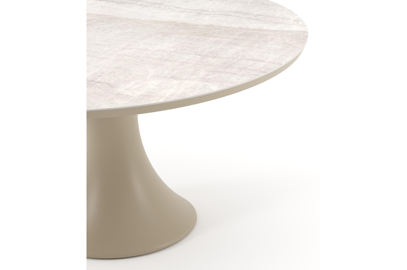 Fano tuintafel rond in beige aluminium en volkeramiek Taj Mahal - Dia. 148 x H 74 cm