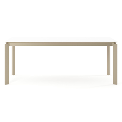 Cirello tuintafel rechthoekig in beige aluminium en volkeramiek Arctic White - L 200 x B 100 x H 74.5 cm