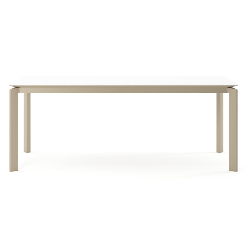 Cirello tuintafel rechthoekig in beige aluminium en volkeramiek Arctic White - L 200 x B 100 x H 74.5 cm