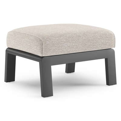 Pouf Cosenzo en aluminium noir et coussins en all weather sunbrella® luxe tundra sand