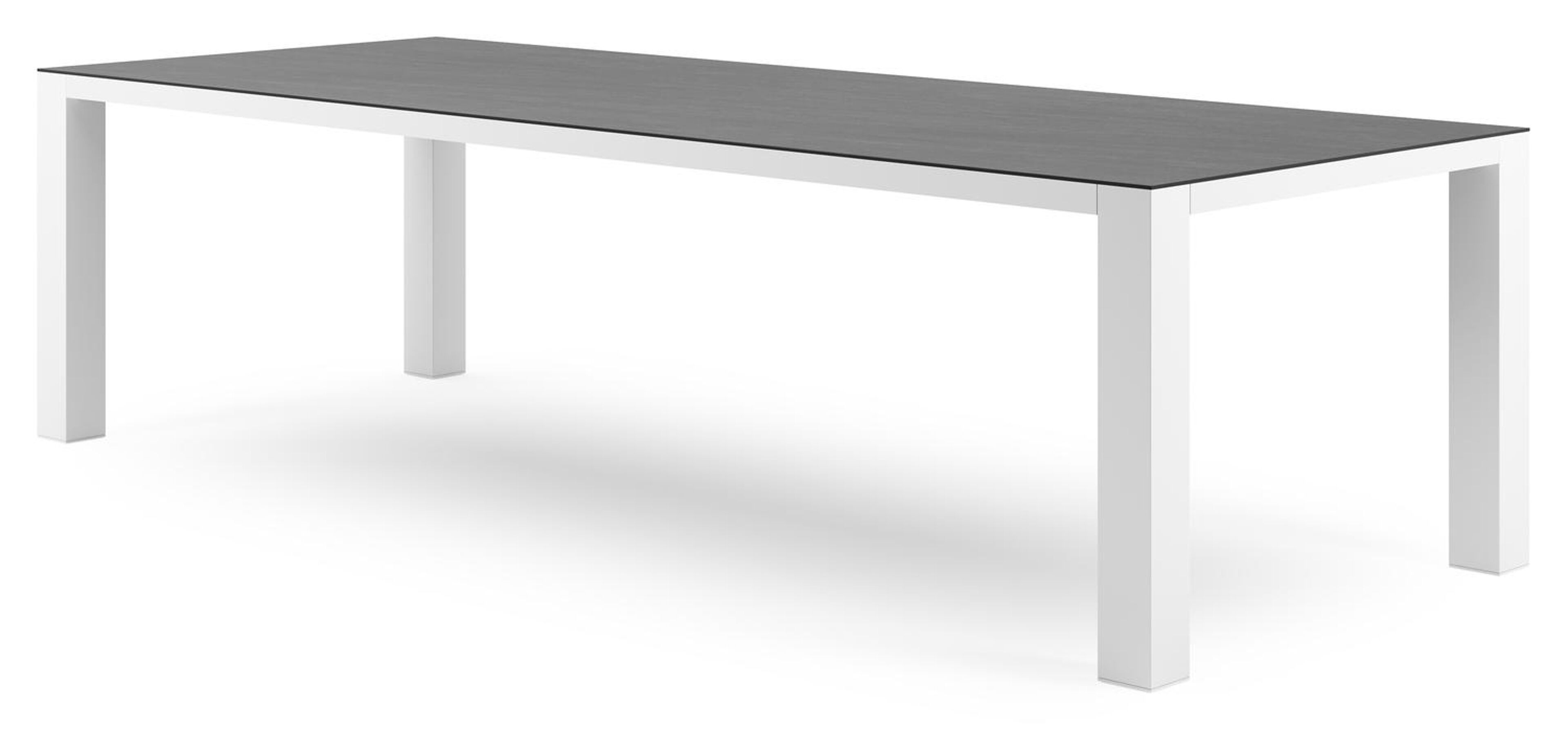 Nano tuintafel rechthoekig in wit aluminium en volkeramiek Basalt Black - L 280 x B 110 x H 75 cm