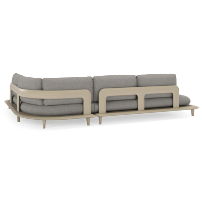 Salon de jardin d'angle Bomero en aluminium beige et coussins en all weather sunbrella® luxe tundra charcoal