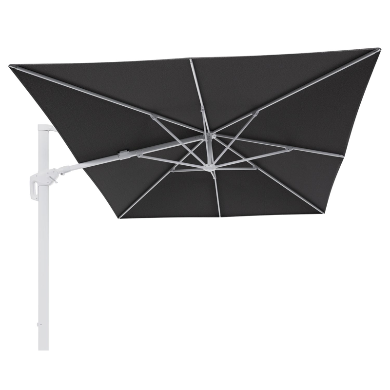Parasol pendant Minore avec fonction tilt en aluminium blanc et toile de parasol en All Weather Solica Firenze Tunder  - Lg.1 400 x Lg.2 300 cm (sans pied de parasol)