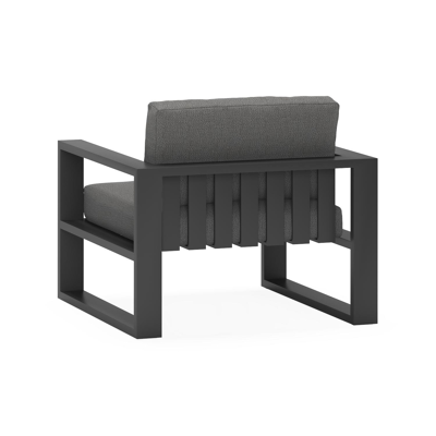 Verato loungestoel 1-zit in zwart aluminium met savane tornado all weather sunbrella® luxe kussen