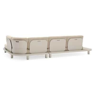 Donato loungehoek in beige aluminium met althea camel all weather cosytica kussen