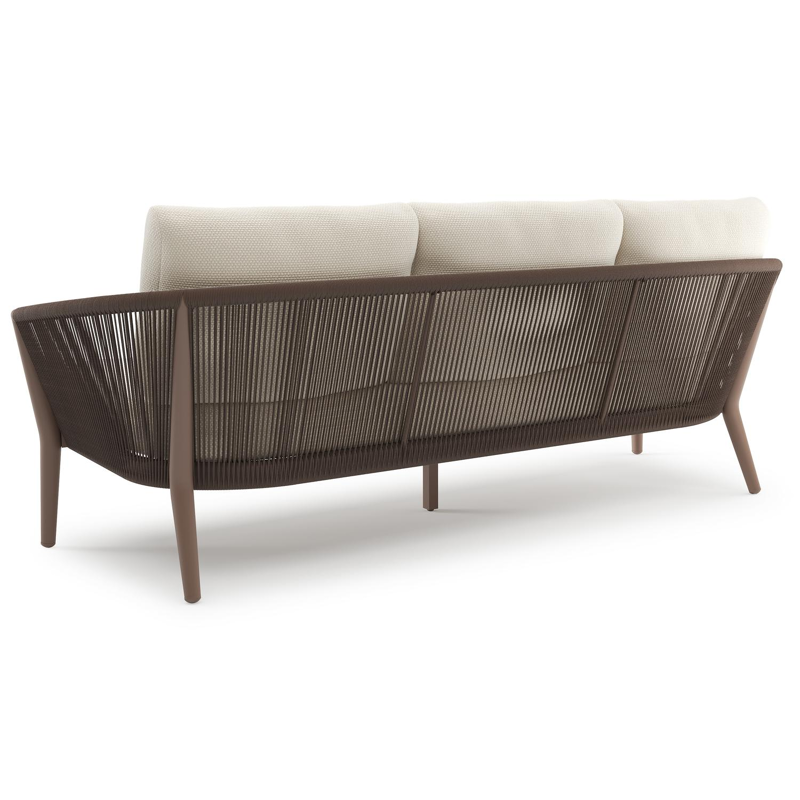 Orso loungeset in taupe aluminiumen zwart verticaal geweven ronde rope met Althea Off White all weather cosytica kussen