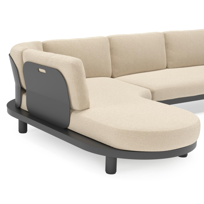 Donato loungehoek in zwart aluminium met all weather cosytica Althea Chalk kussen