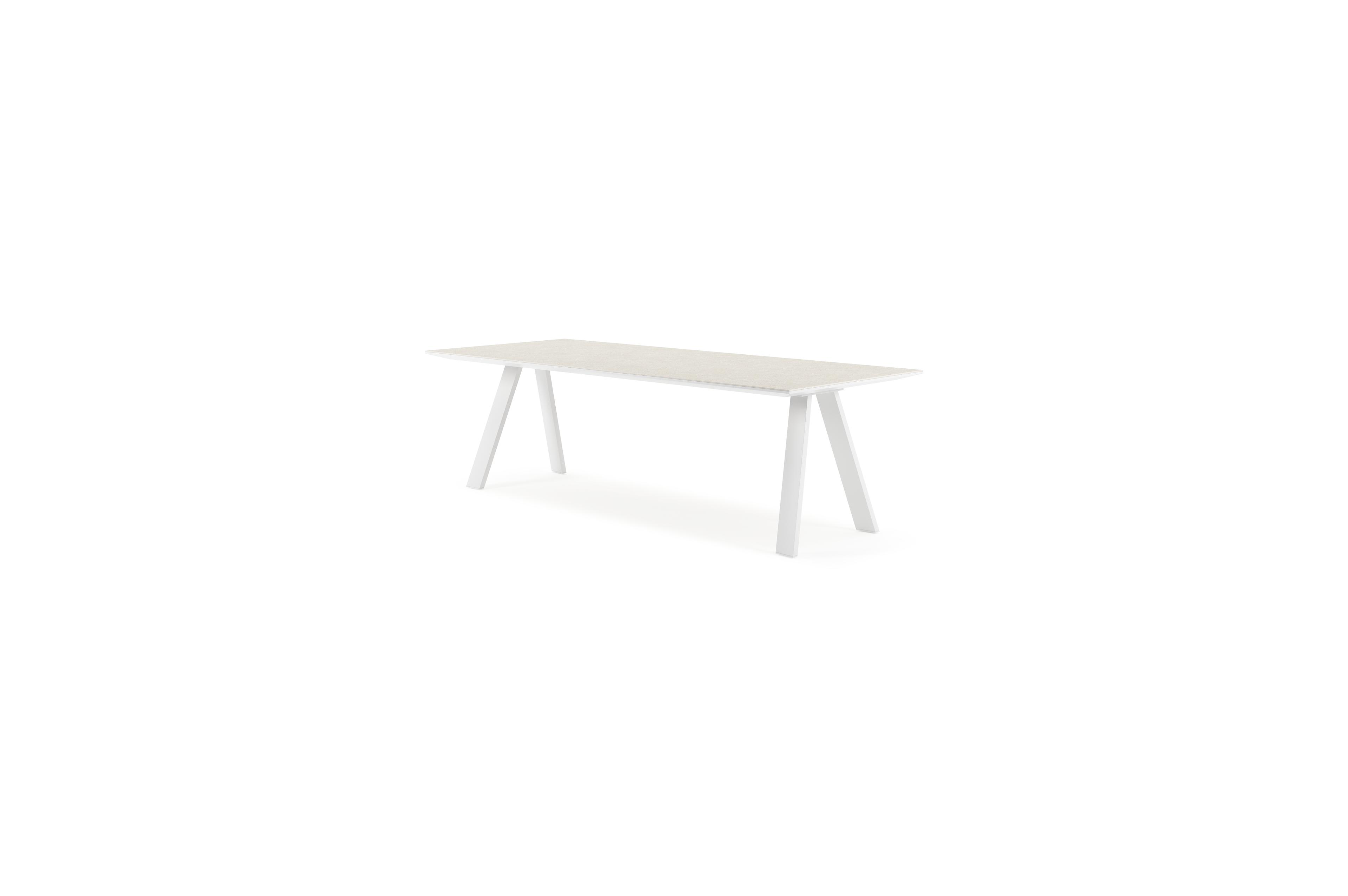 Cesano tuintafel in wit aluminium en volkeramiek shilin - L 240 x B 100 x H 75 cm