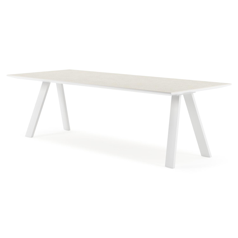 Cesano tuintafel in wit aluminium en volkeramiek shilin - L 240 x B 100 x H 75 cm