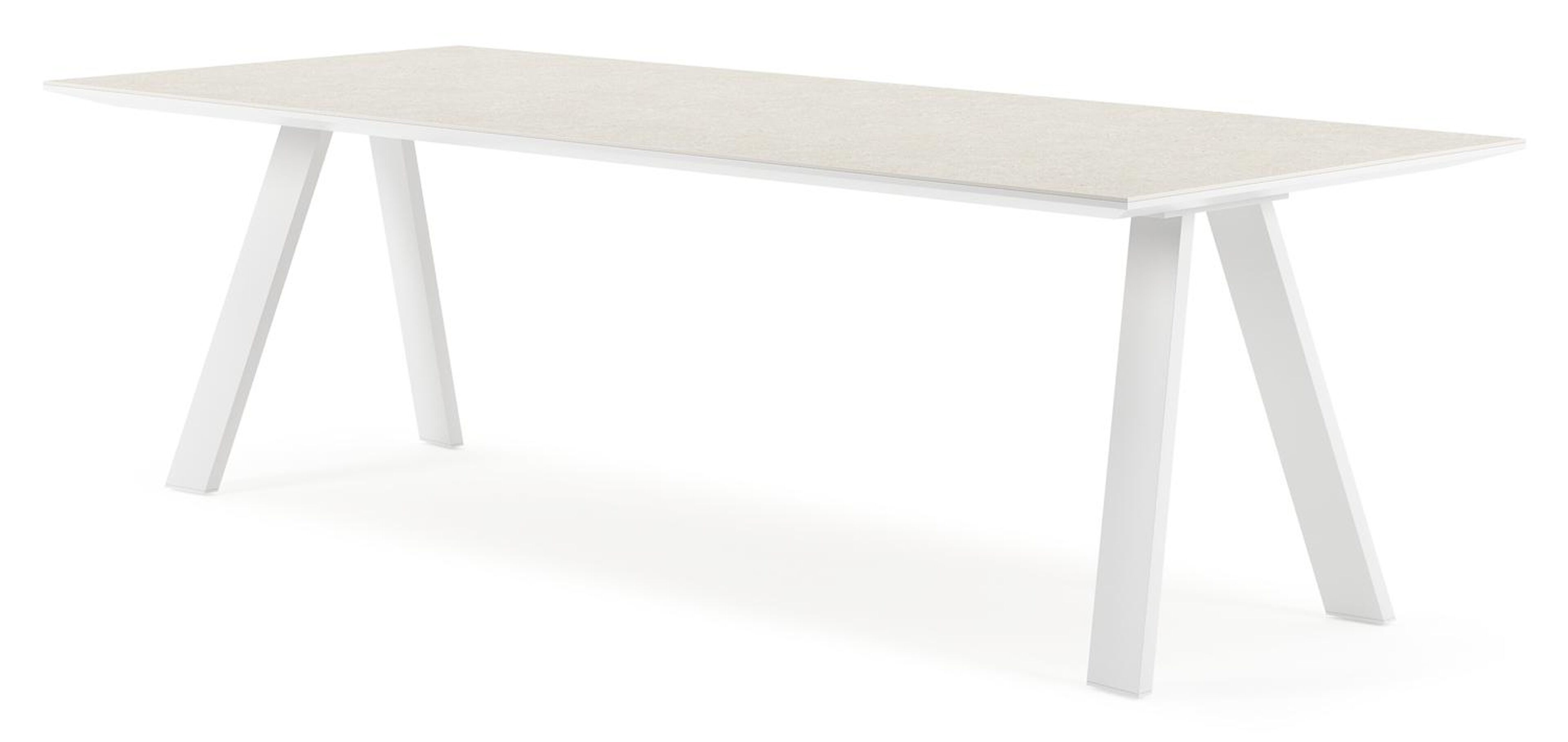 Cesano tuintafel in wit aluminium en volkeramiek shilin - L 240 x B 100 x H 75 cm