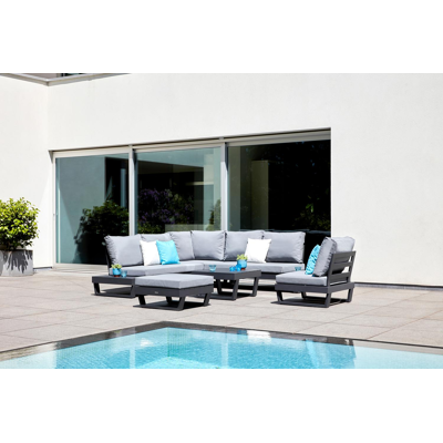 Modica loungezetel 1-zit in zwart aluminium met grijs textilene kussen