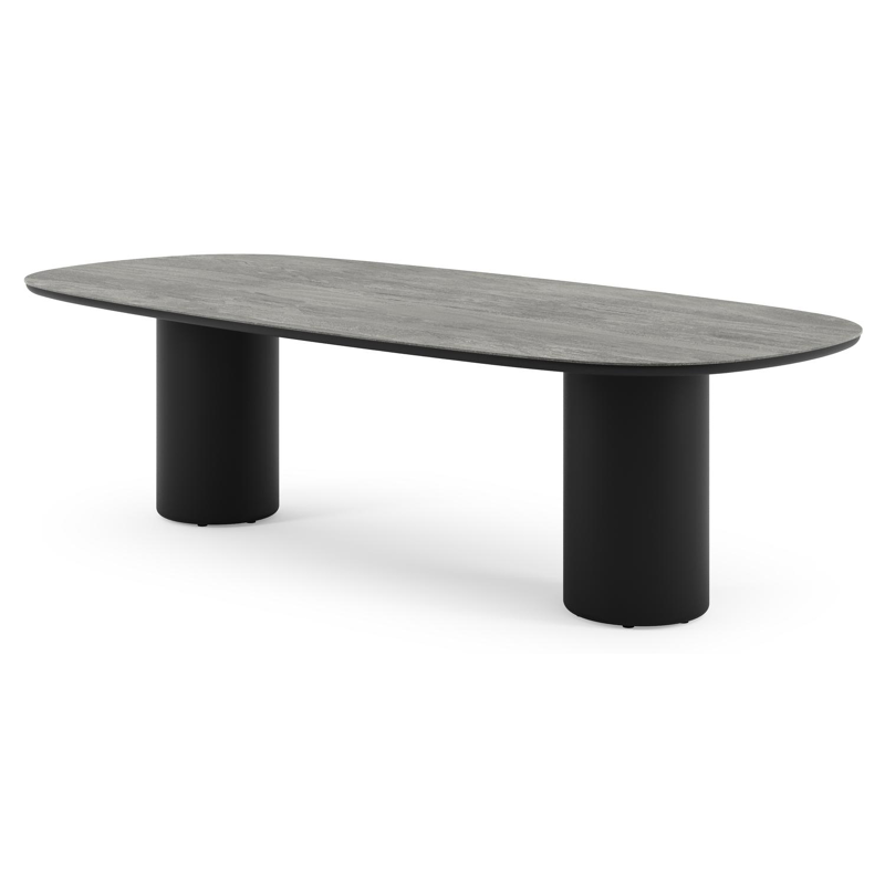Amico tuintafel bombo in zwart aluminium en volkeramiek Aspen Grey - L 270 x B 125 x H 73.5 cm