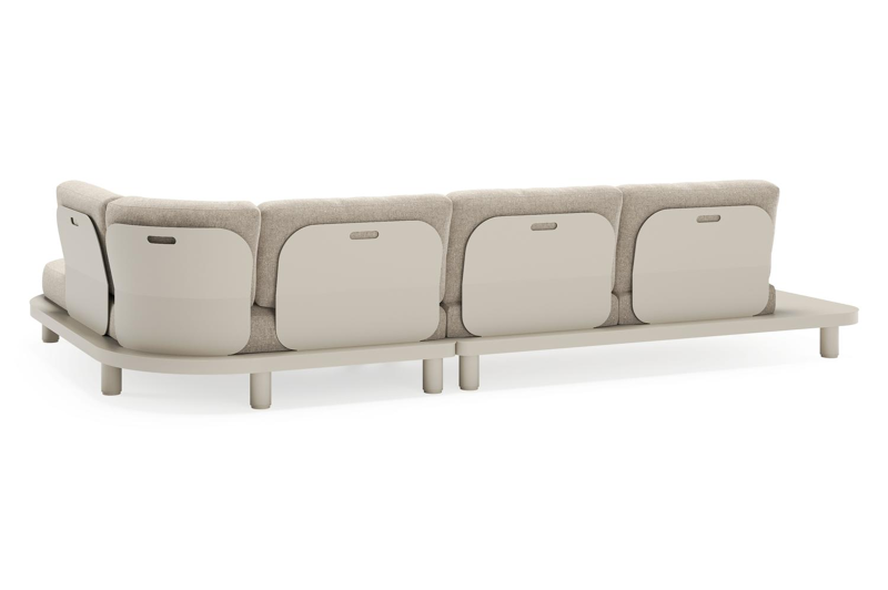 Donato loungehoek in beige aluminium met chartres pewter all weather sunbrella® luxe kussen