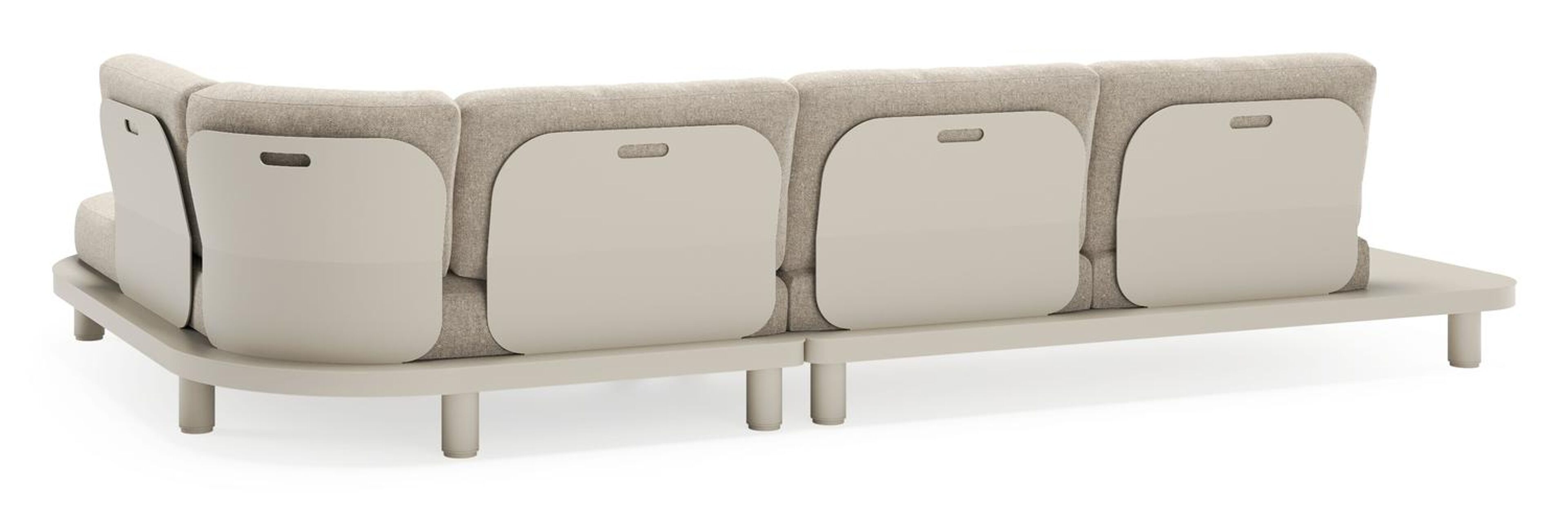 Salon de jardin d'angle Donato en aluminium beige et coussins en all weather sunbrella® luxe chartres pewter