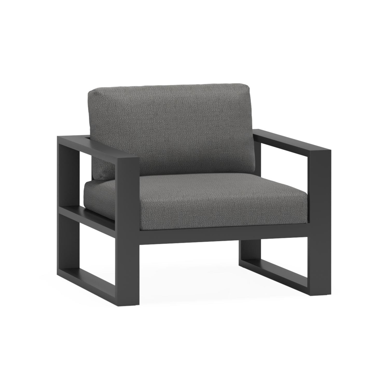 Verato loungestoel 1-zit in zwart aluminium met savane tornado all weather sunbrella® luxe kussen