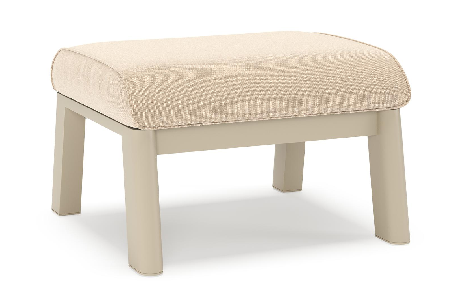 Pouf Cirello en aluminium beige et coussins en all weather sunbrella® luxe natte heather beige