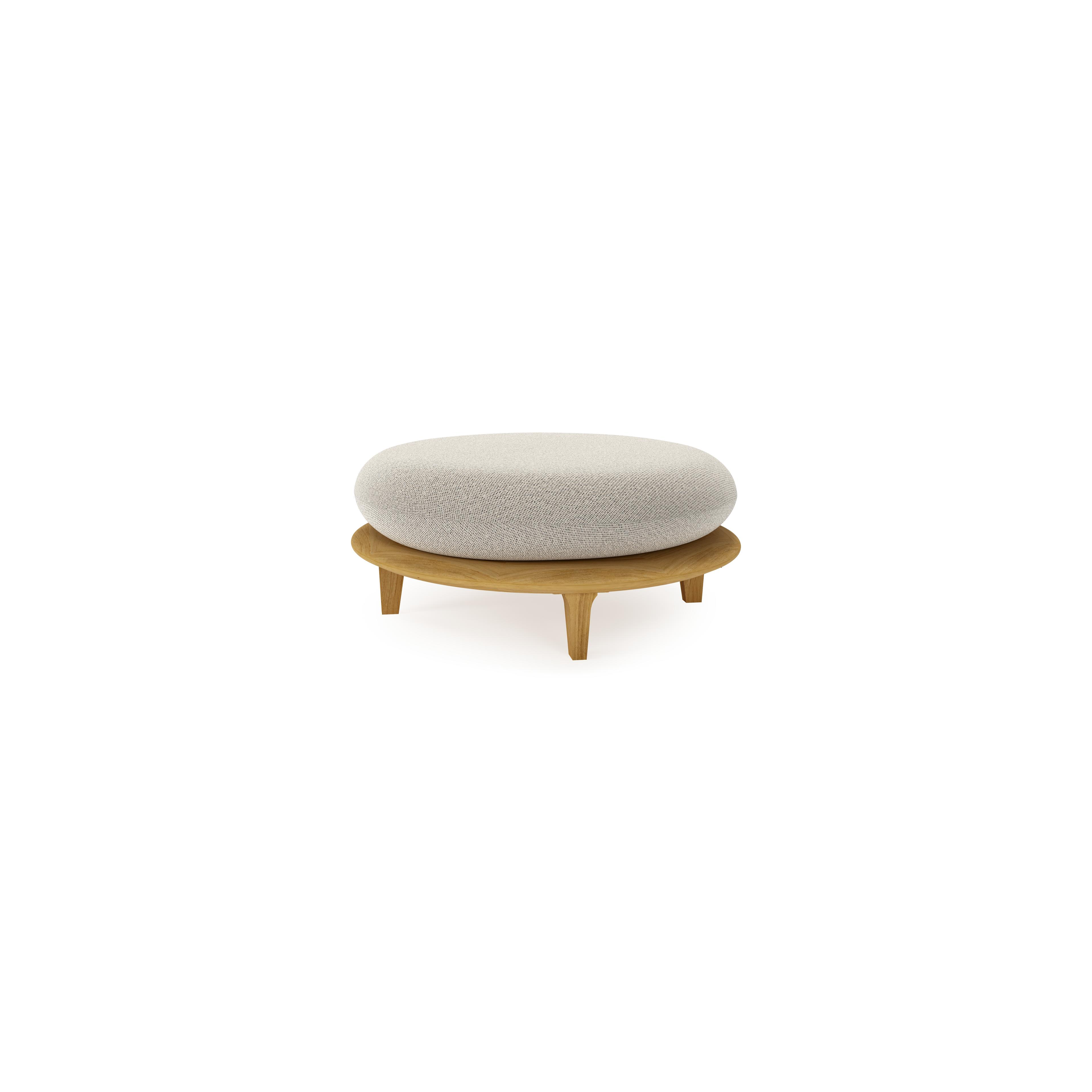 Bomero poef in teak met firenze sand all weather solica kussen