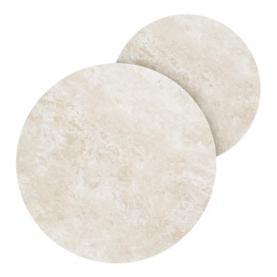 Ensemble de 2 tables de basses Lacrima ronde en aluminium noir et céramique pleine Rapolano - Diam. 85/65 x Haut. 35/30 cm