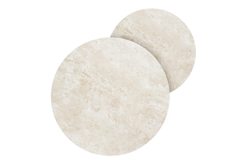 Ensemble de 2 tables de basses Lacrima ronde en aluminium noir et céramique pleine Rapolano - Diam. 85/65 x Haut. 35/30 cm