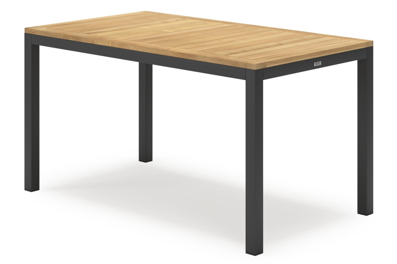 Feltro rechthoekige tuinset in zwart aluminium en teak natural finish met 4 Zamora tuinstoelen