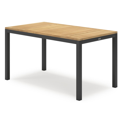 Feltro rechthoekige tuinset in zwart aluminium en teak natural finish met 4 Zamora tuinstoelen